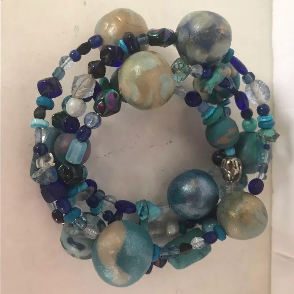 Wrap Around Bracelet blue turquoise Boho expands - Picture 6 of 6